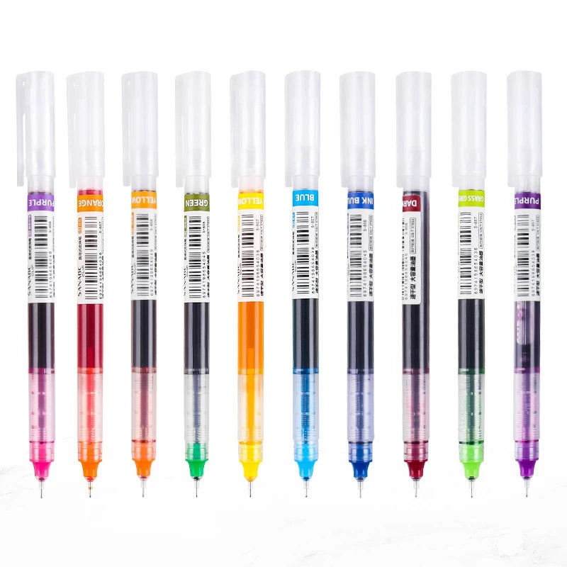 10-Color Gel Pen Set – Quick-Drying 0.5mm Rollerball Pens