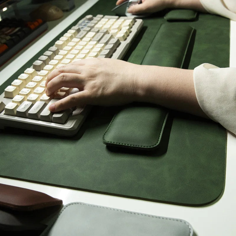Large PU Leather Desk Pad Set with Mouse Wrist Guard