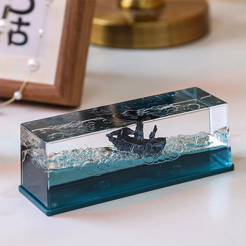 Titanic & Dinosaur Era Drifting Ship Bottle Ornament