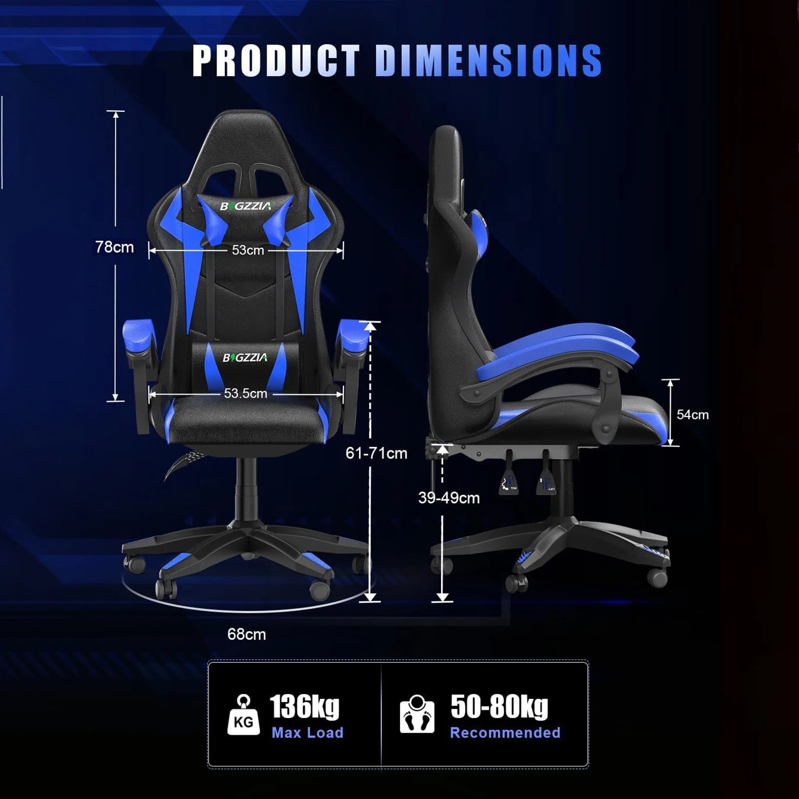 RGB Gaming Chair – LED Lights Ergonomic Recliner