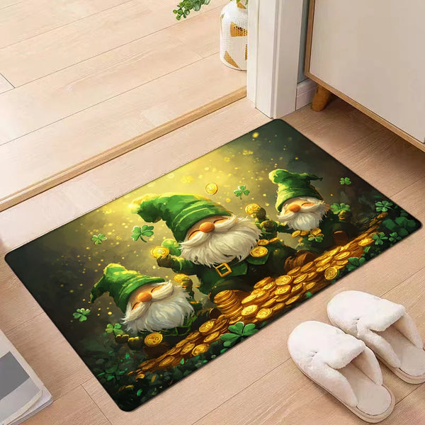 St. Patrick's Day Clover Gnome Doormat
