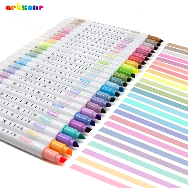 12/24 PCS Dual-Tip Pastel Highlighters – Assorted Colors, No-Bleed Markers