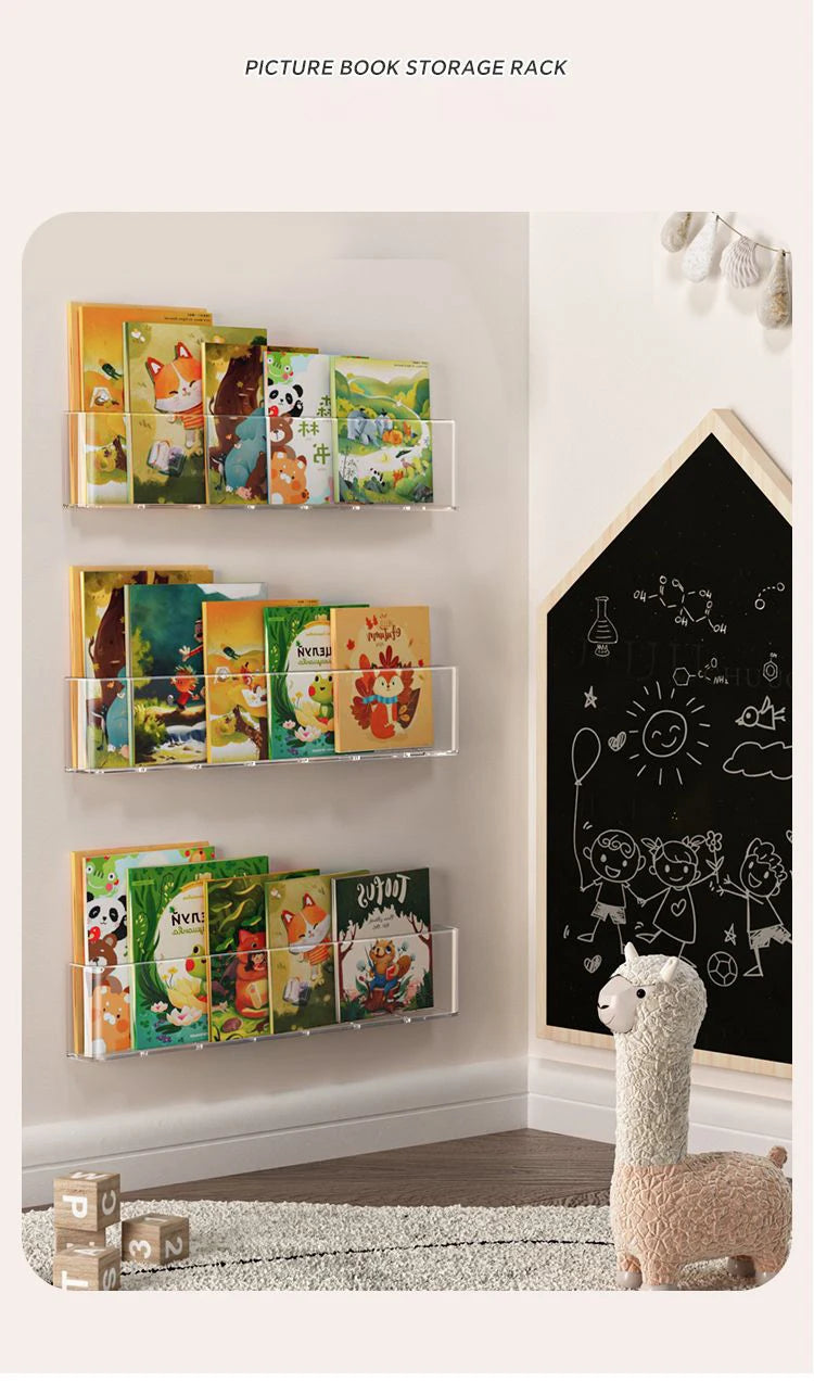 Acrylic Wall-Mount Kids Book Display Shelf