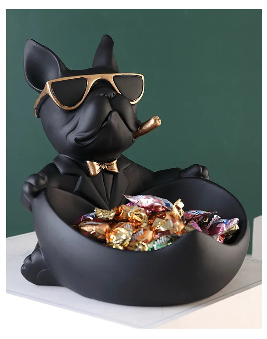 Resin Dog Figurine with Storage Box, Home Décor