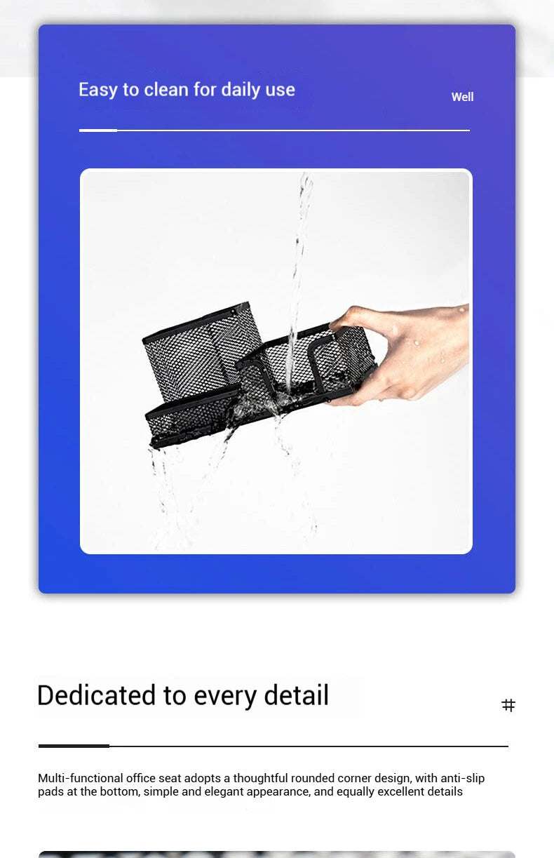 Deli Metal Mesh 3-Grid Pen Holder