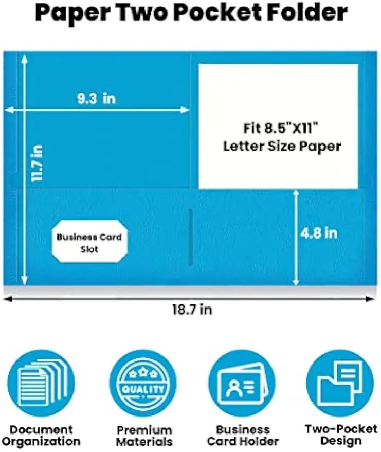 125 Pack Blue Pocket Folders