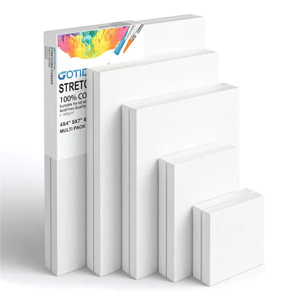 Pack of 4 White Blank Canvas Boards: