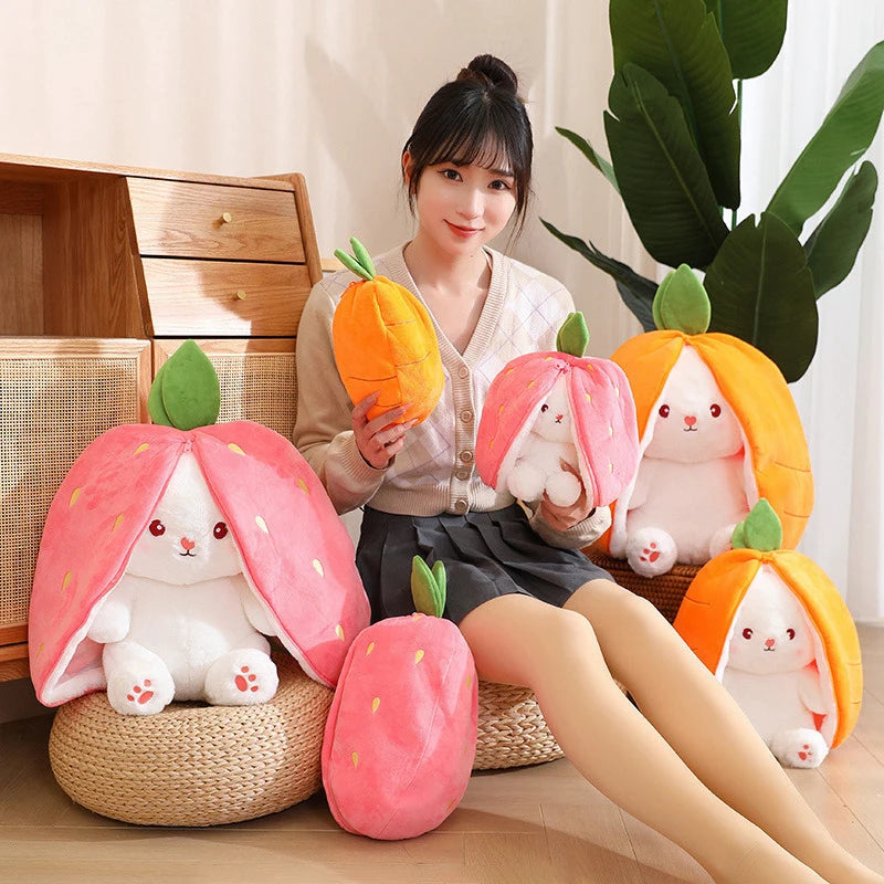 Reversible Bunny Plush Toy Pillow
