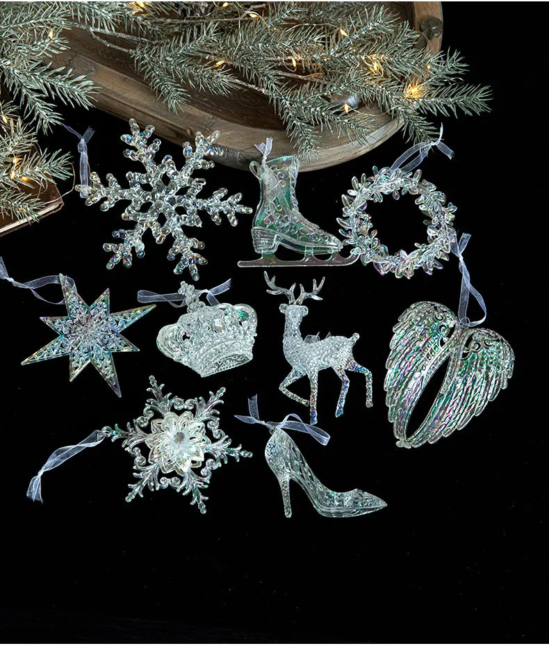 Acrylic Snowflake & Reindeer Christmas Pendant