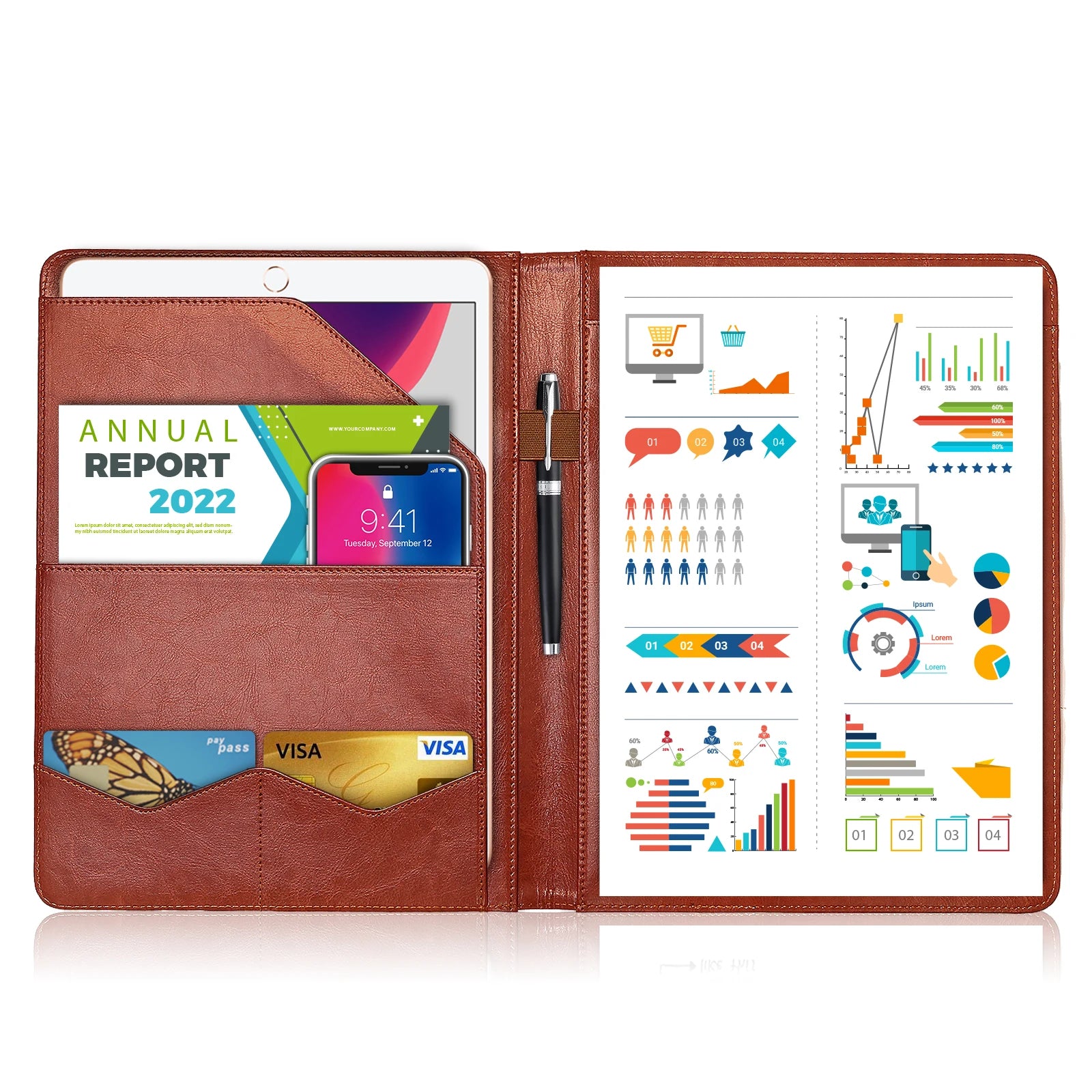 A4 PU Leather Conference Folder – Business Document Organizer