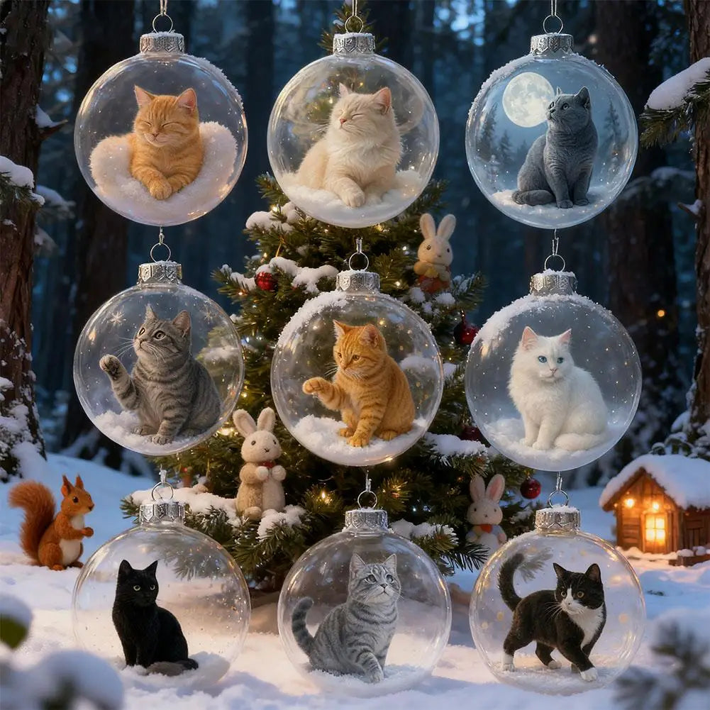 Cat Acrylic Christmas Ball Ornament