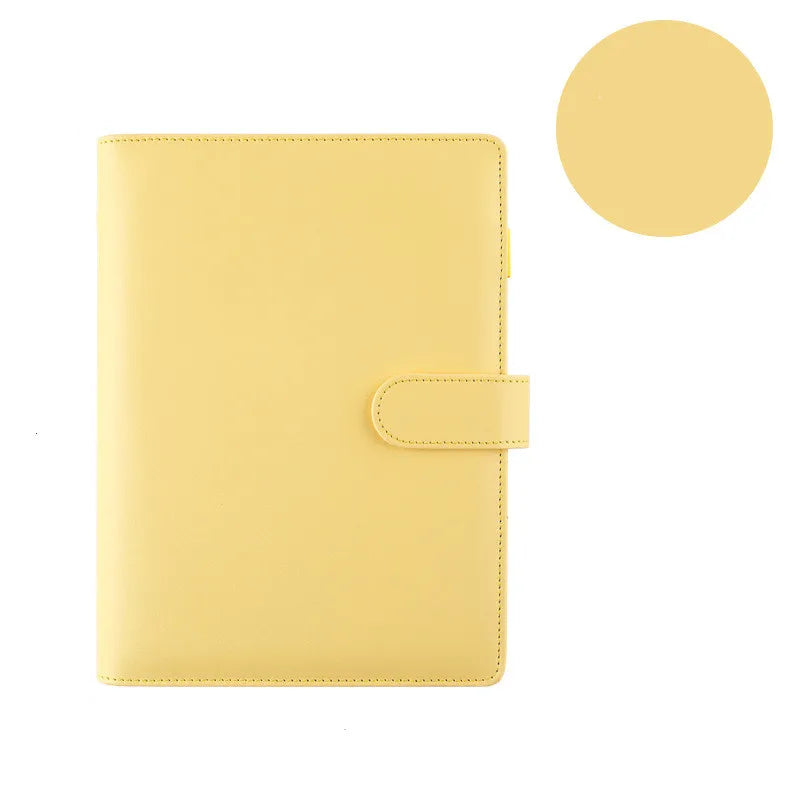 Macaron PU Leather Binder – A5/A6 DIY Planner Cover for School & Office