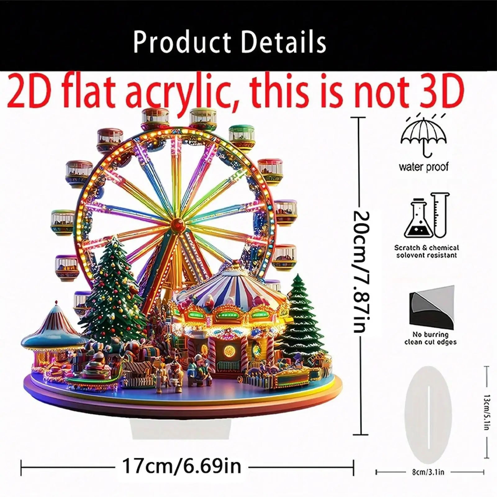 2D Acrylic Ferris Wheel Christmas Ornament