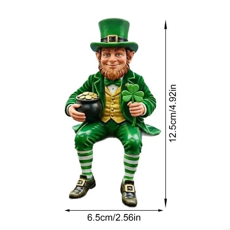 Seated Leprechaun Shamrock Figurine