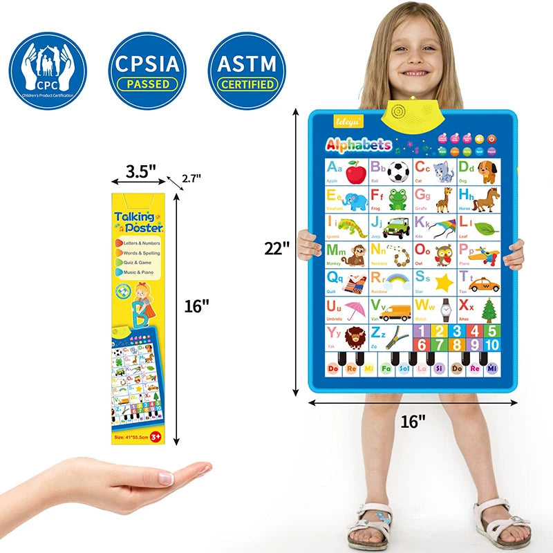 Talking Alphabet Wall Chart – Educational ABC & 123 Music Poster