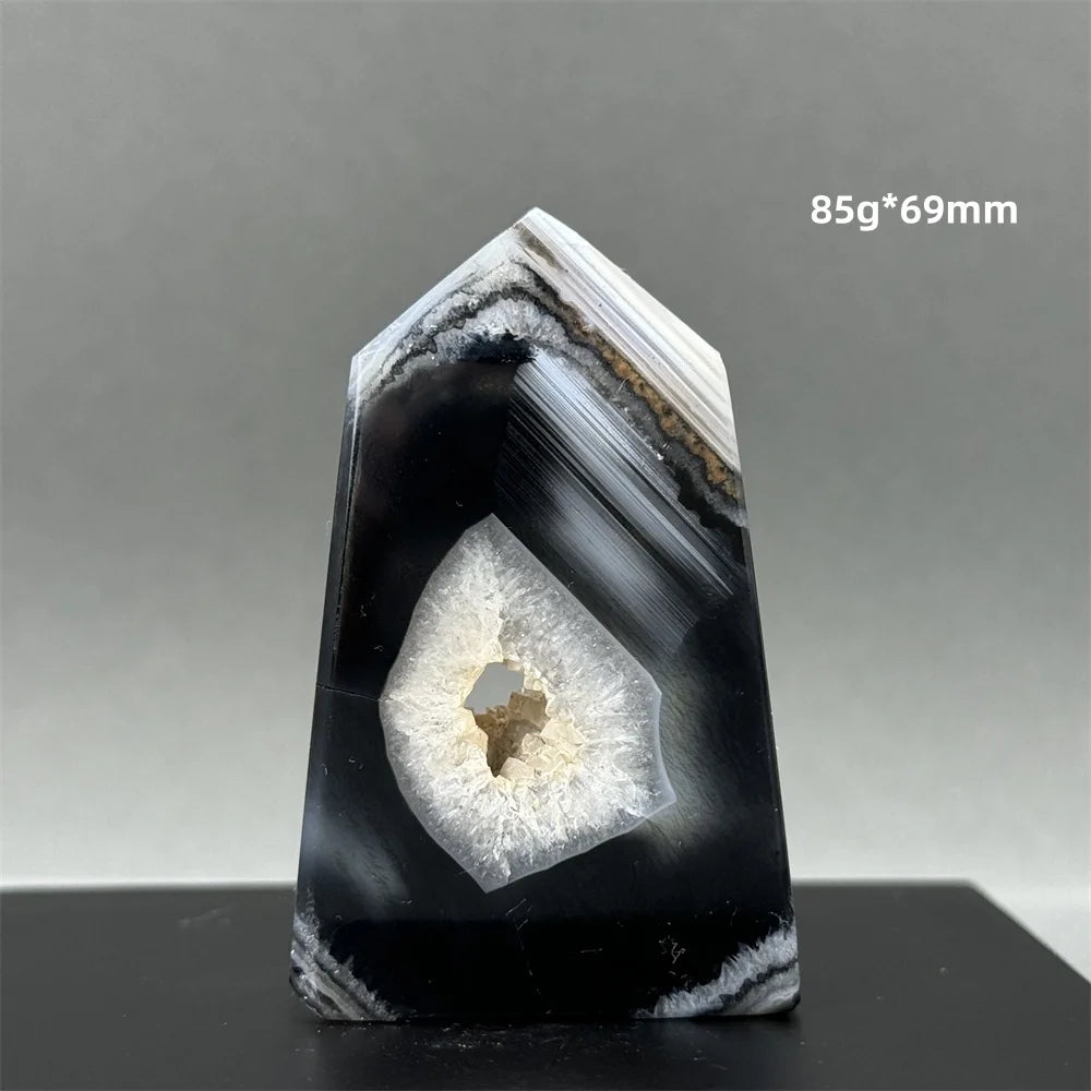 Black Agate Geode Obelisk Crystal