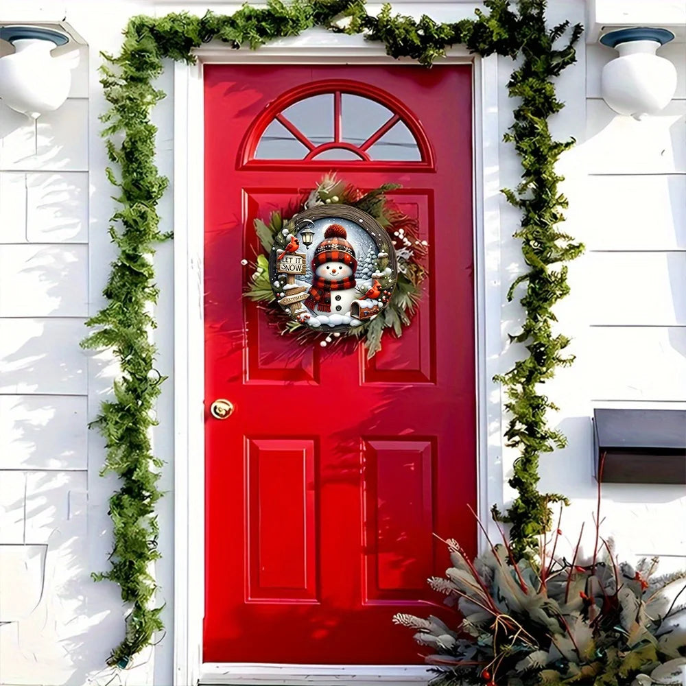 Christmas Snowman & Cardinal Wooden Sign