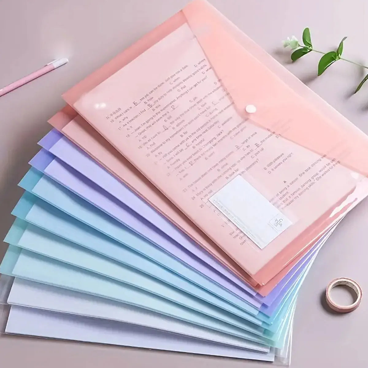 5PCS Clear Reusable Plastic Envelopes