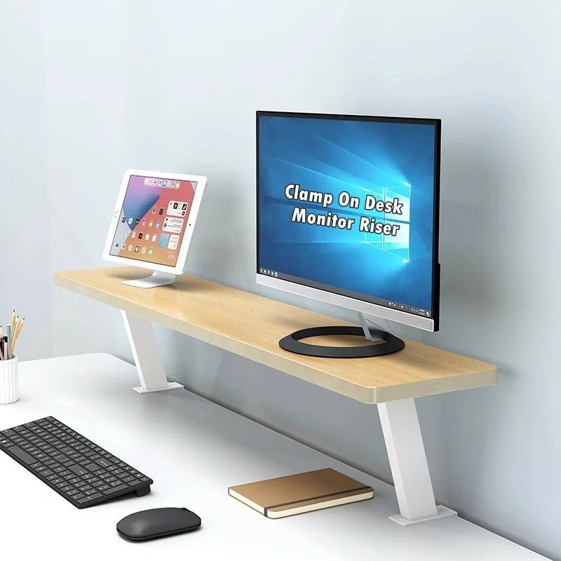 Floating Clamp-On Monitor Riser Shelf