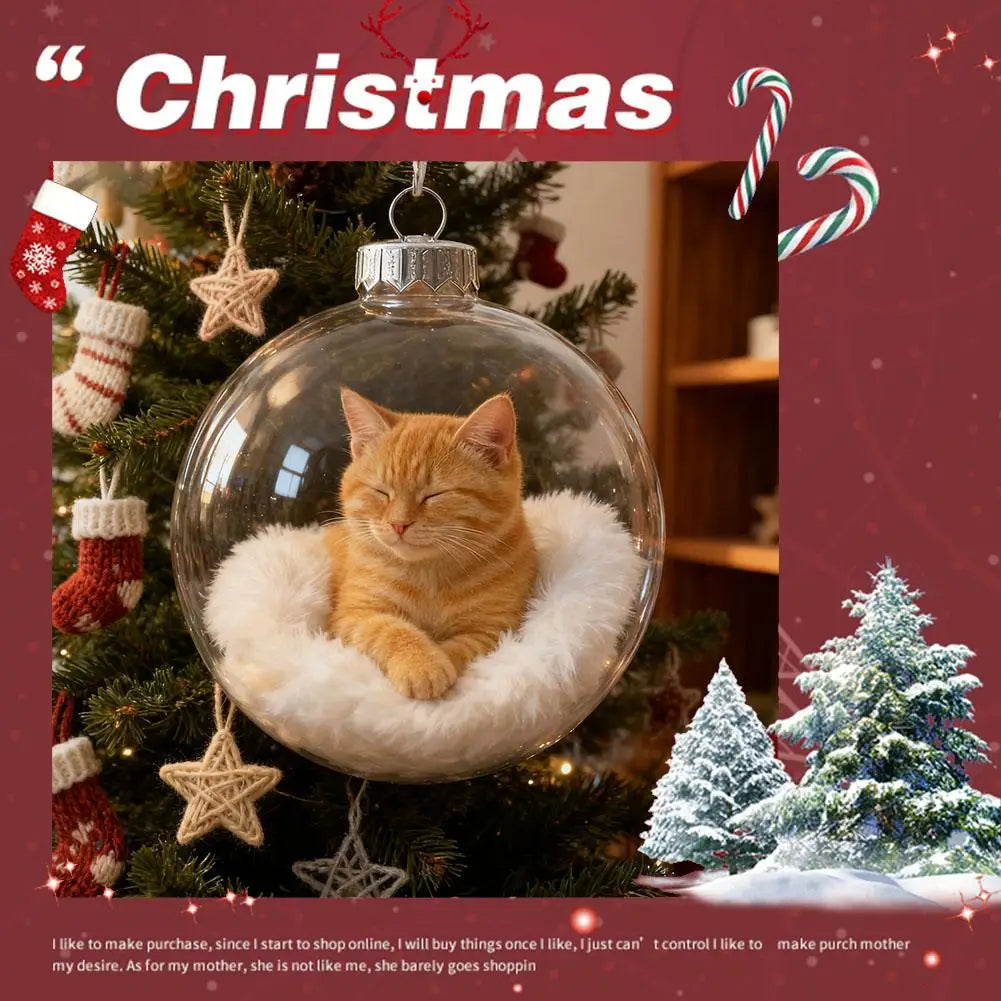 Cat Acrylic Christmas Ball Ornament