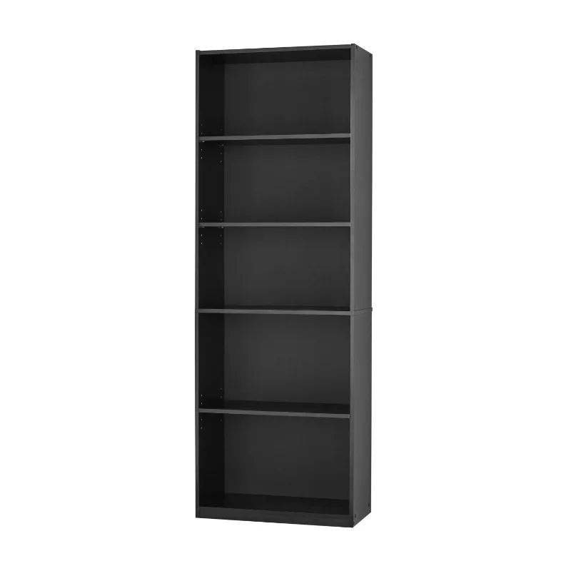 5-Shelf Adjustable Bookcase – Solid Wood Display Bookshelf, White