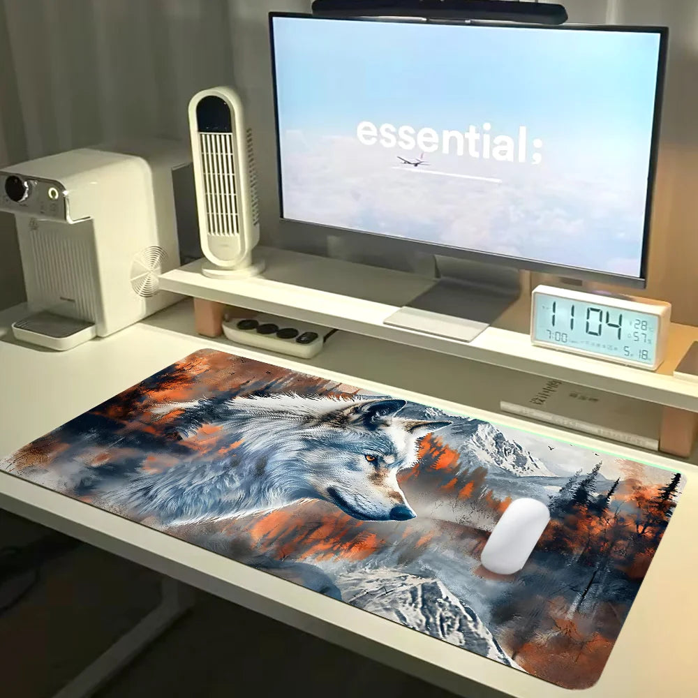 Mystery Wolf Aesthetic Desk Mat