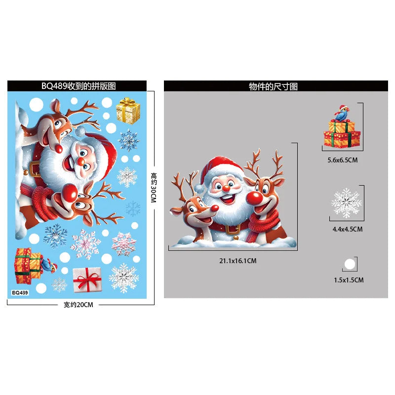 Christmas Snowflake & Santa Window Clings