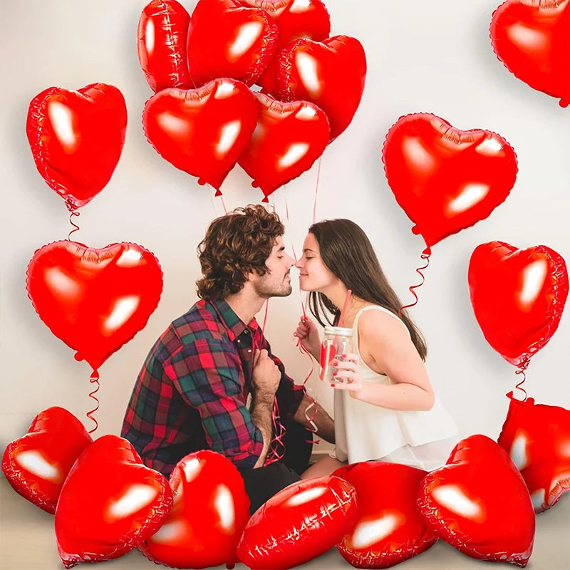 Red Heart Foil Balloons 18inch Party Decor