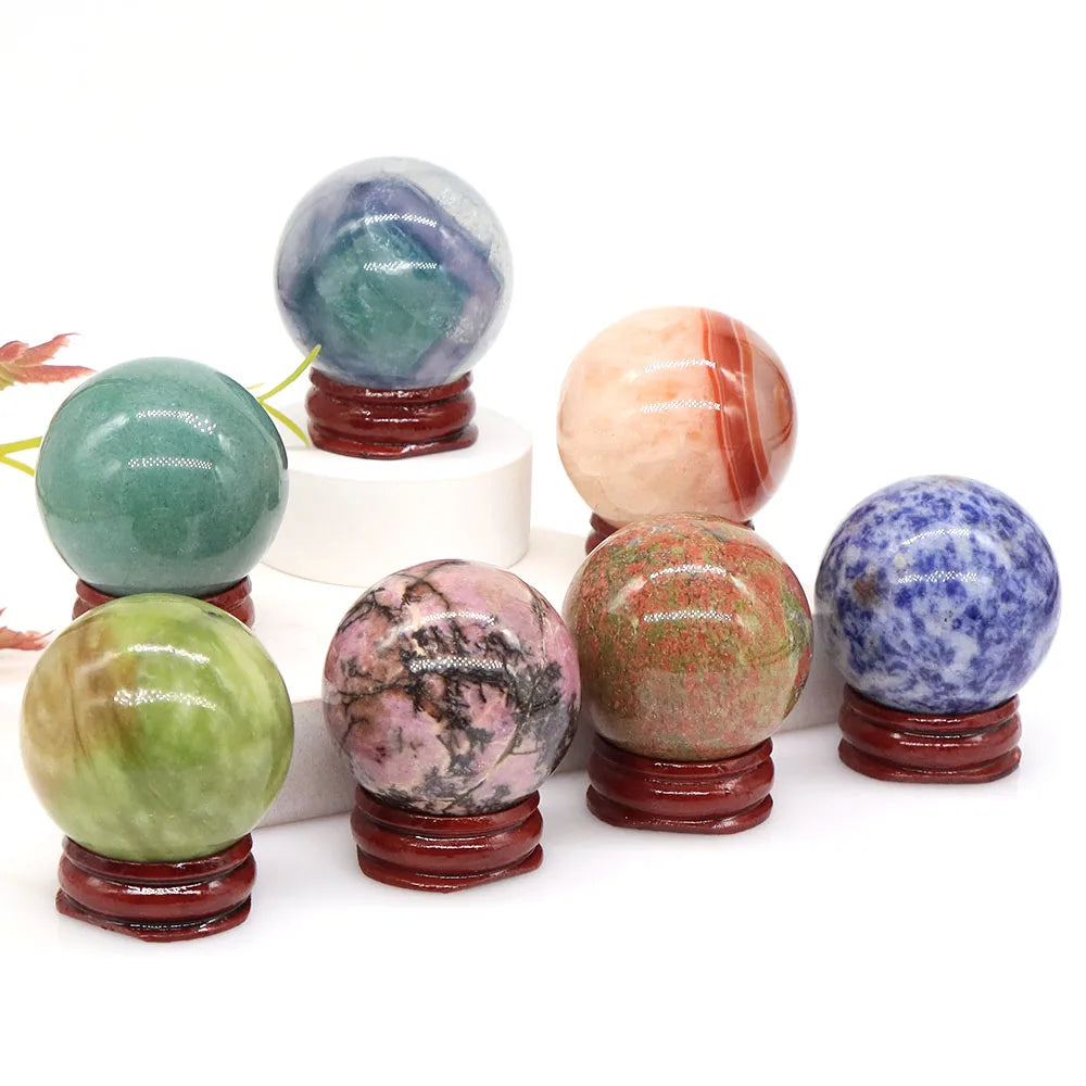 Natural Gemstone Crystal Ball with Stand