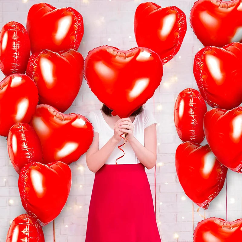 Red Heart Foil Balloons 18inch Party Decor