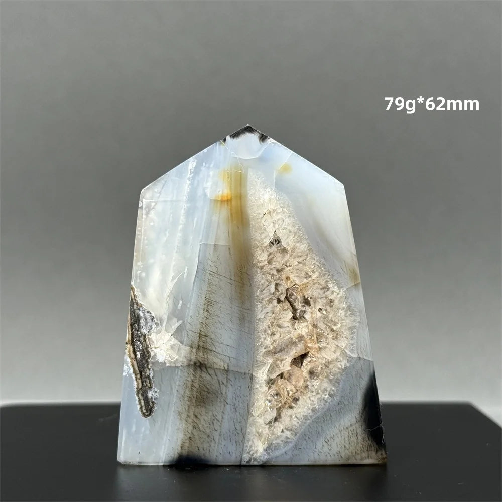 Black Agate Geode Obelisk Crystal
