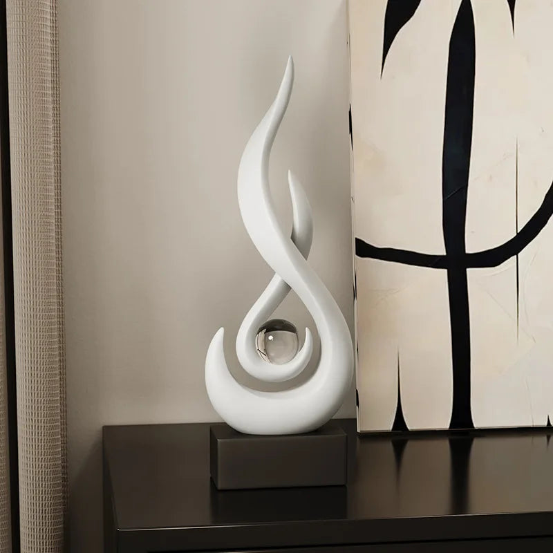 Abstract Orange Gold Ceramic Statue
