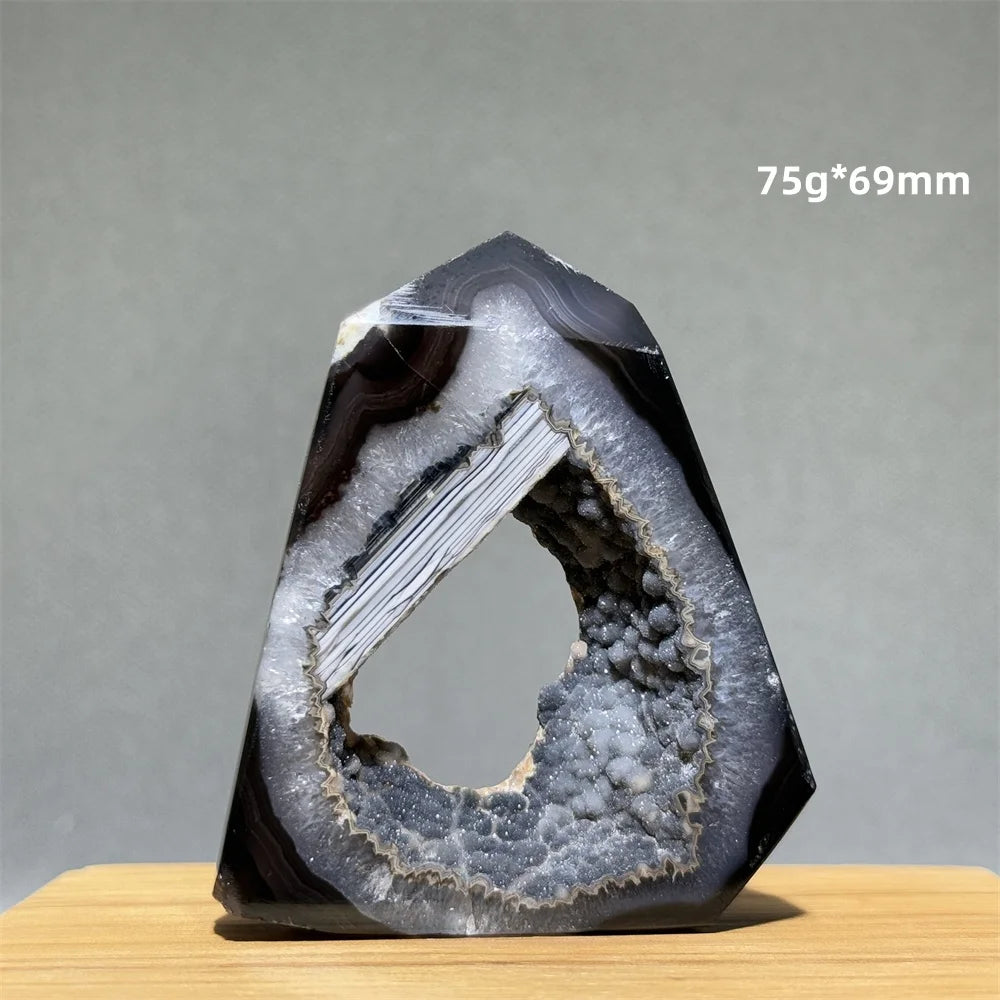 Black Agate Geode Obelisk Crystal