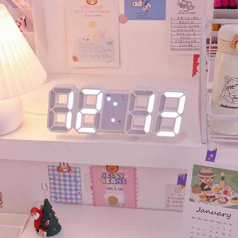 3D LED Digital Wall Clock – Glow Night