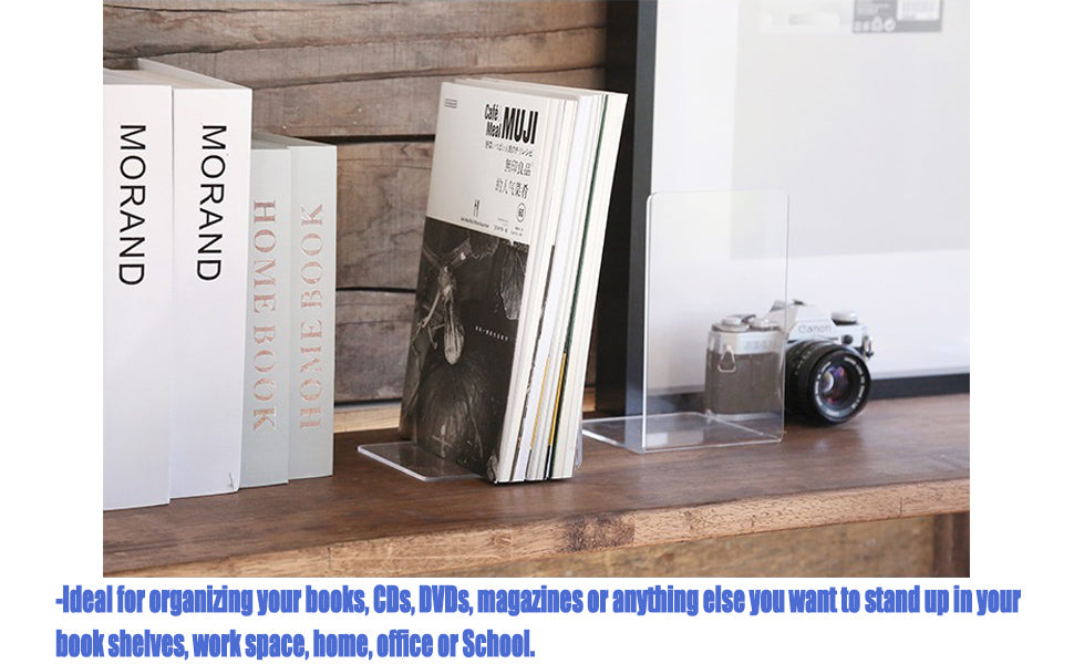 4/8PCS Clear Acrylic Bookends