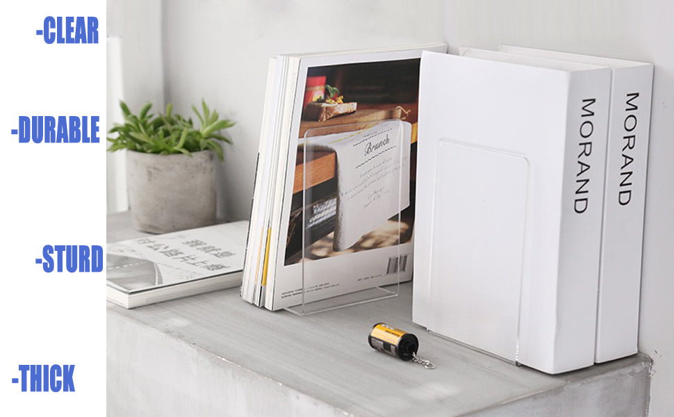 4/8PCS Clear Acrylic Bookends
