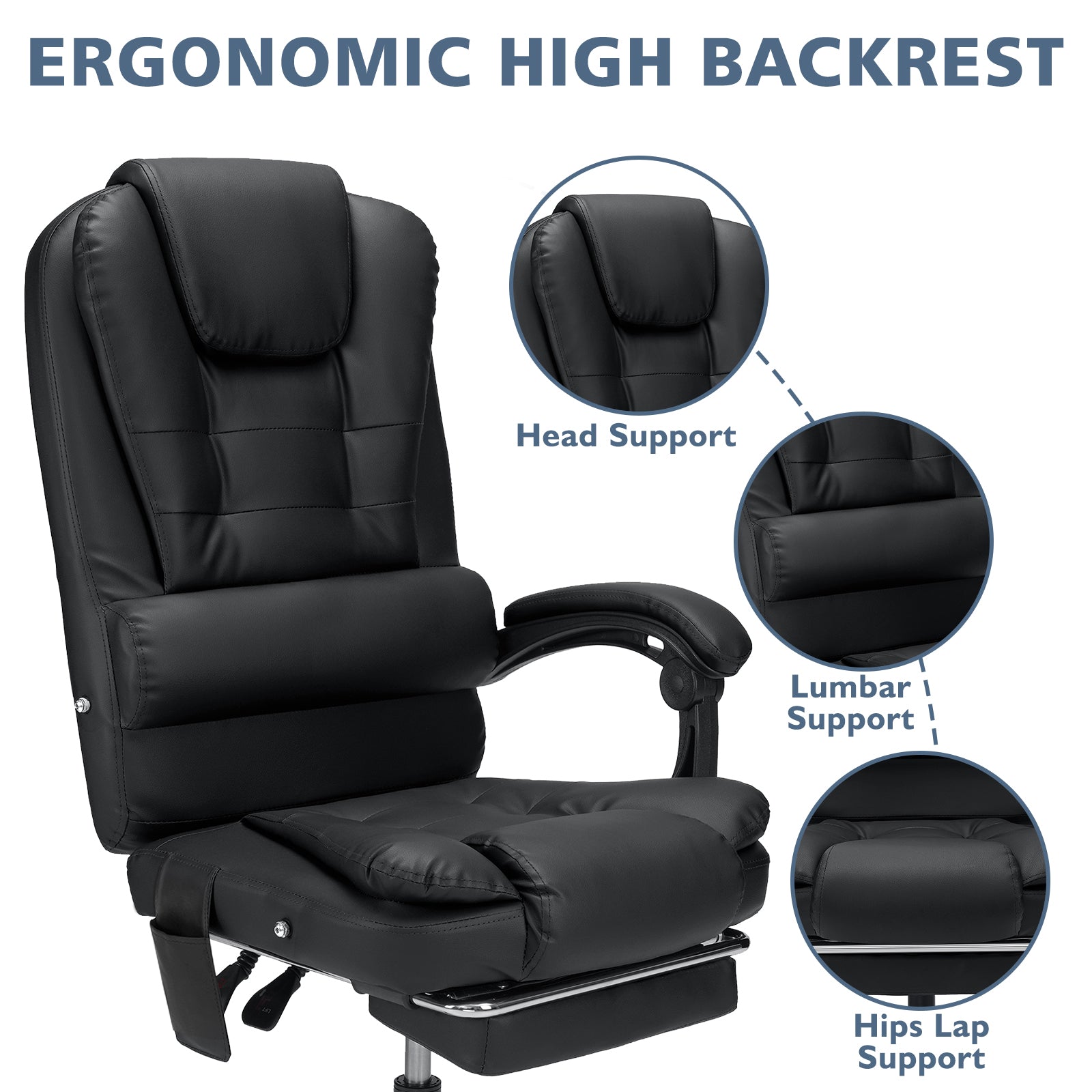 Executive Massage Office Chair – High Back with Footrest