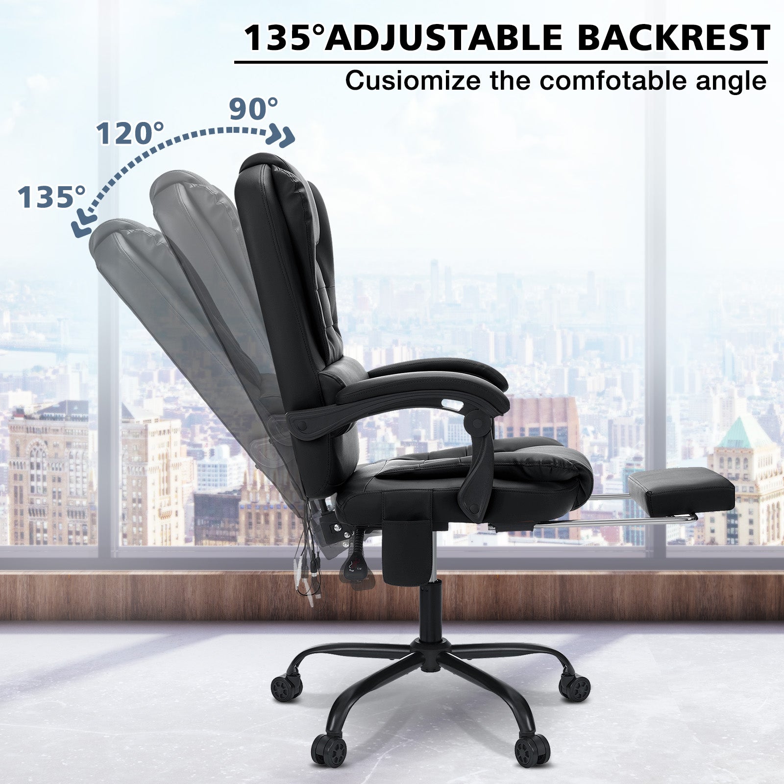 Executive Massage Office Chair – High Back with Footrest