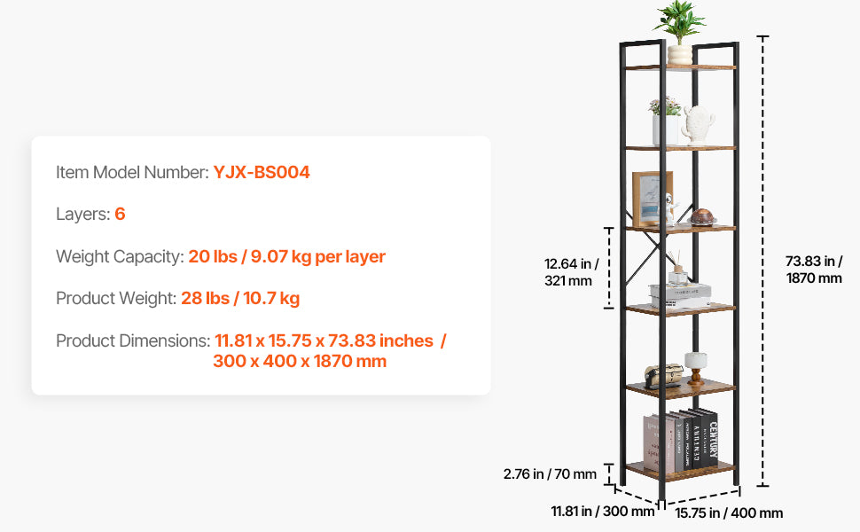 SucceBuy Industrial Metal Bookshelf