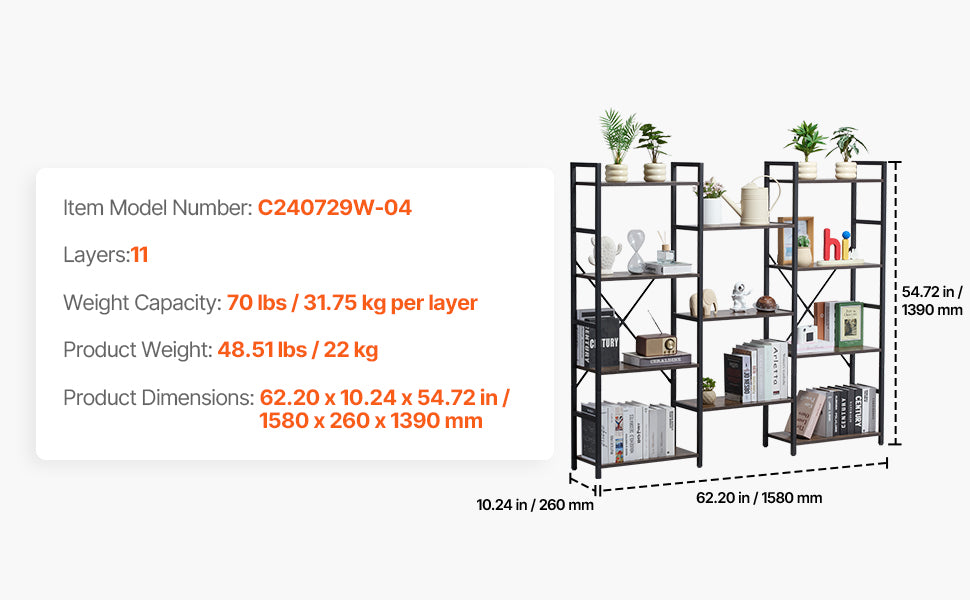 SucceBuy Industrial Metal Bookshelf