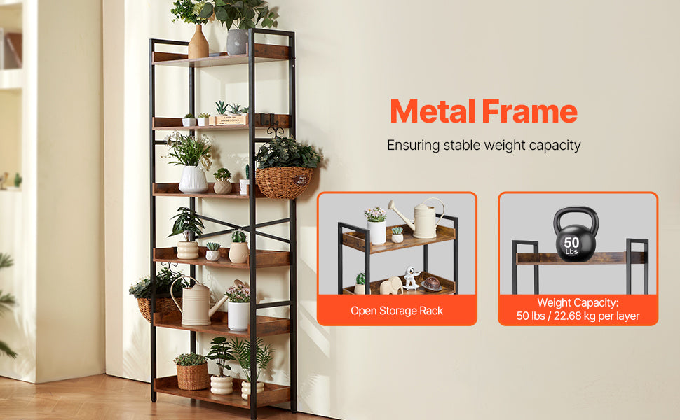 SucceBuy Industrial Metal Bookshelf