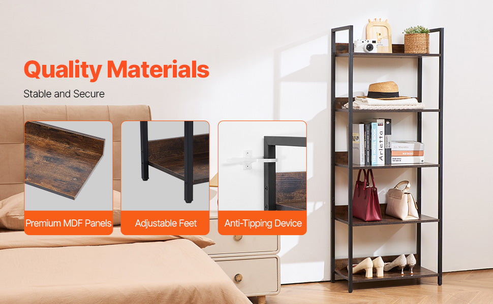 SucceBuy Industrial Metal Bookshelf