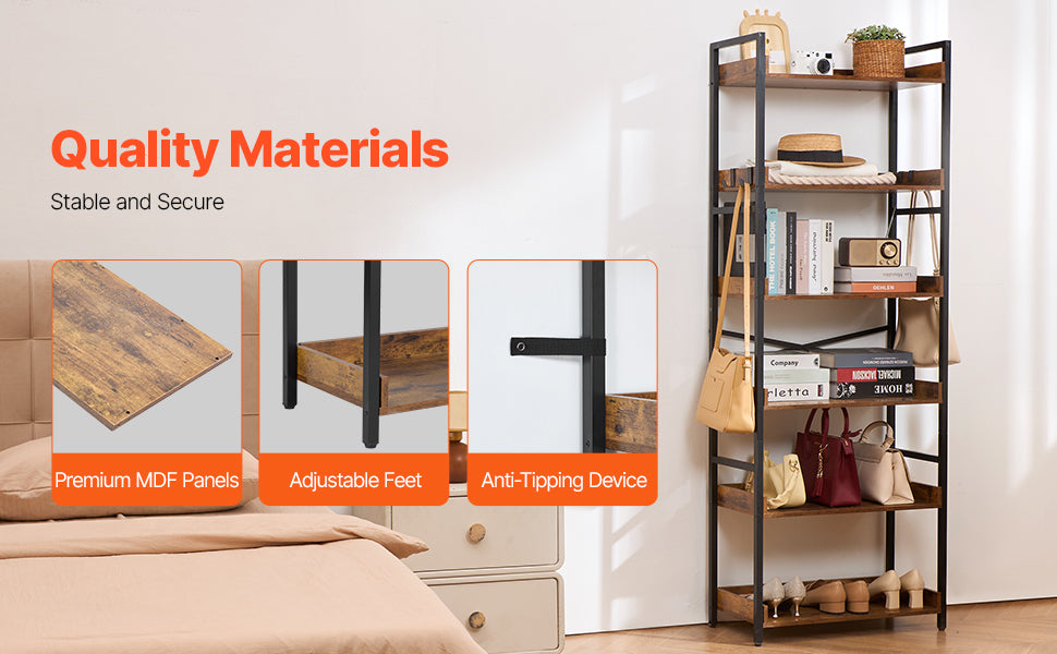 SucceBuy Industrial Metal Bookshelf